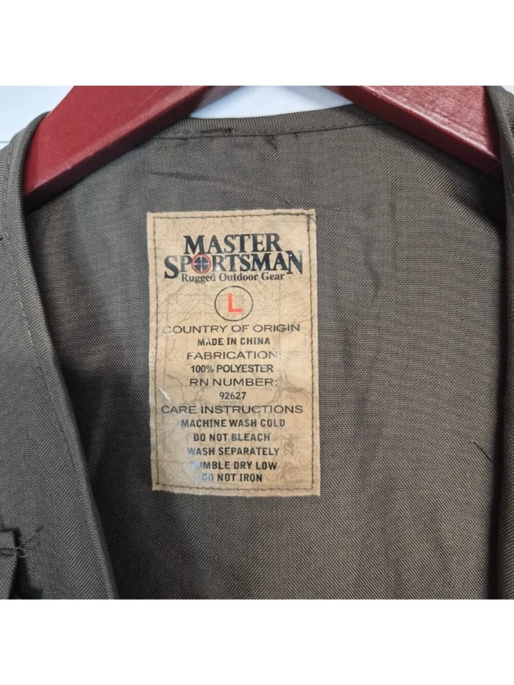 Master Sportsman Mens Outdoor Fishing Vest Size L With Multiple Pockets & Zipper - Picture 8 of 9